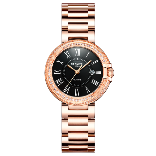 Women's Stainless Steel Round Shape Waterproof Luxury Watches