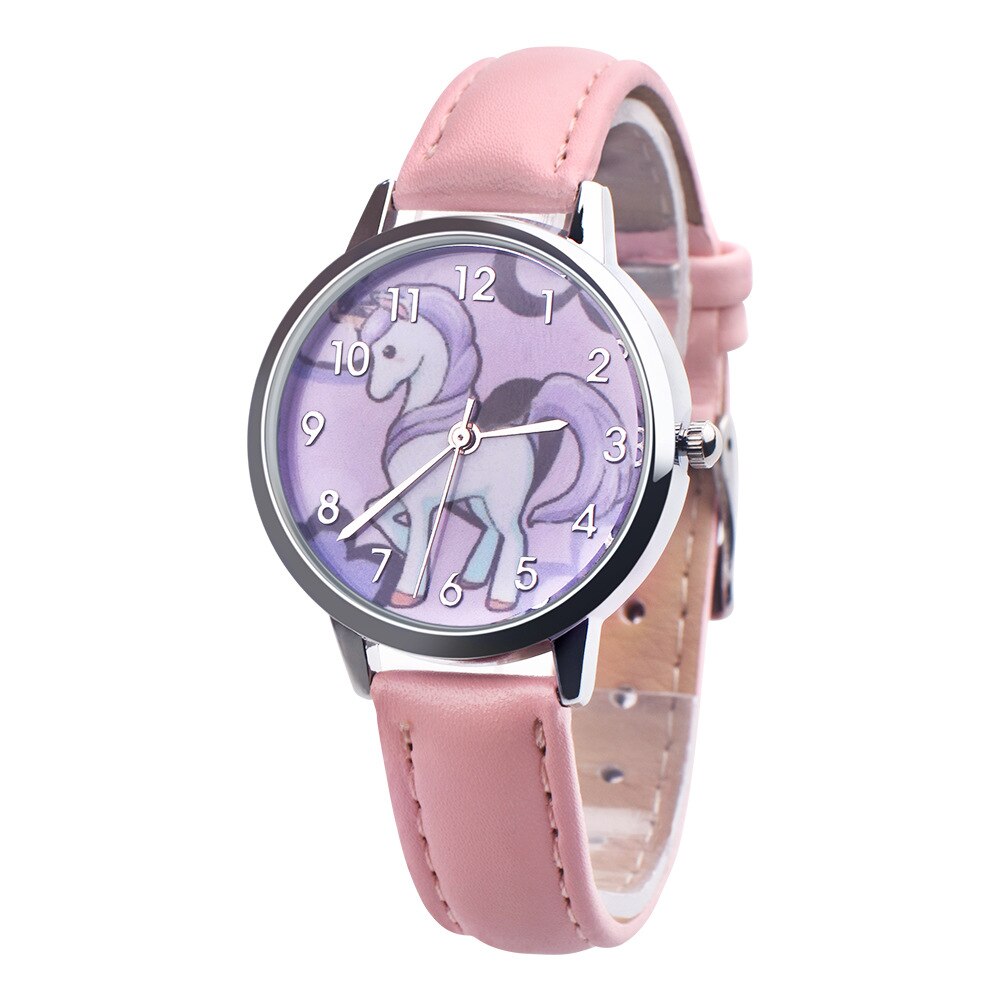 Kid's Alloy Case Buckle Clasp Round Shape Quartz Wristwatch