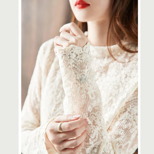 Women's Acrylic O-Neck Long Sleeve Casual Wear Embroidery Blouse