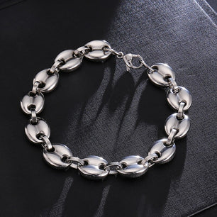 Men's Stainless Steel Lobster Clasp Geometric Rock Bracelet