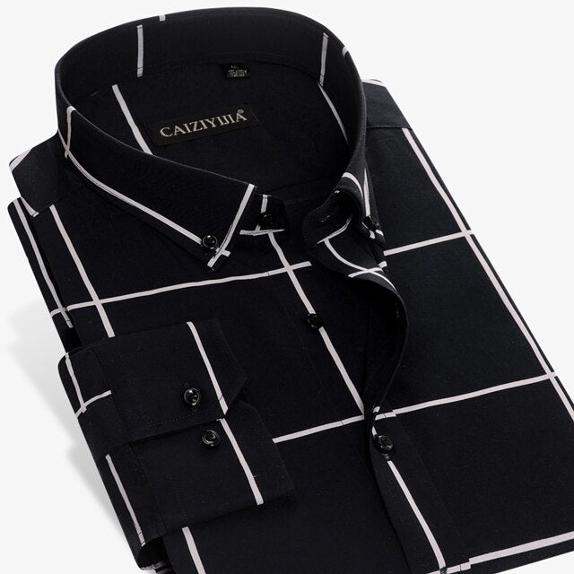 Men's Cotton Turn-Down Collar Single Breasted Formal Wear Shirt