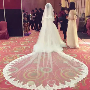 Women's Polyester Applique Edge Two-Layer Bridal Wedding Veils