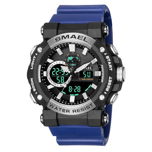 Men's Plastic Case Buckle Clasp Round Shape Digital Quartz Watch