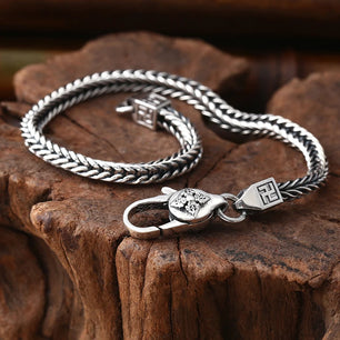 Men's 100% 925 Sterling Silver Ethnic Geometric Pattern Bracelet