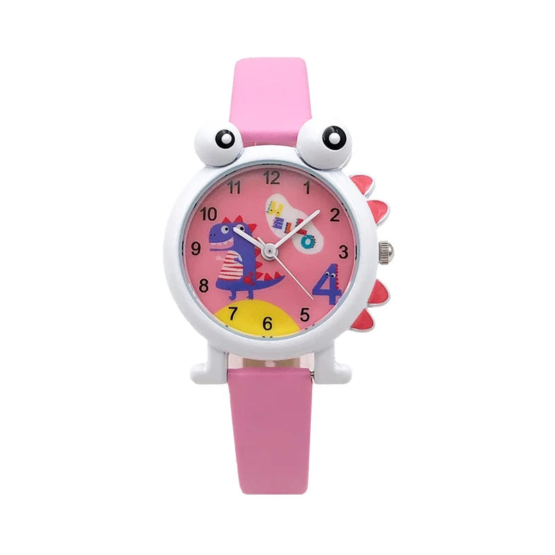 Kid's Allloy Frame Buckle Clasp Round Shaped Automatic Watch