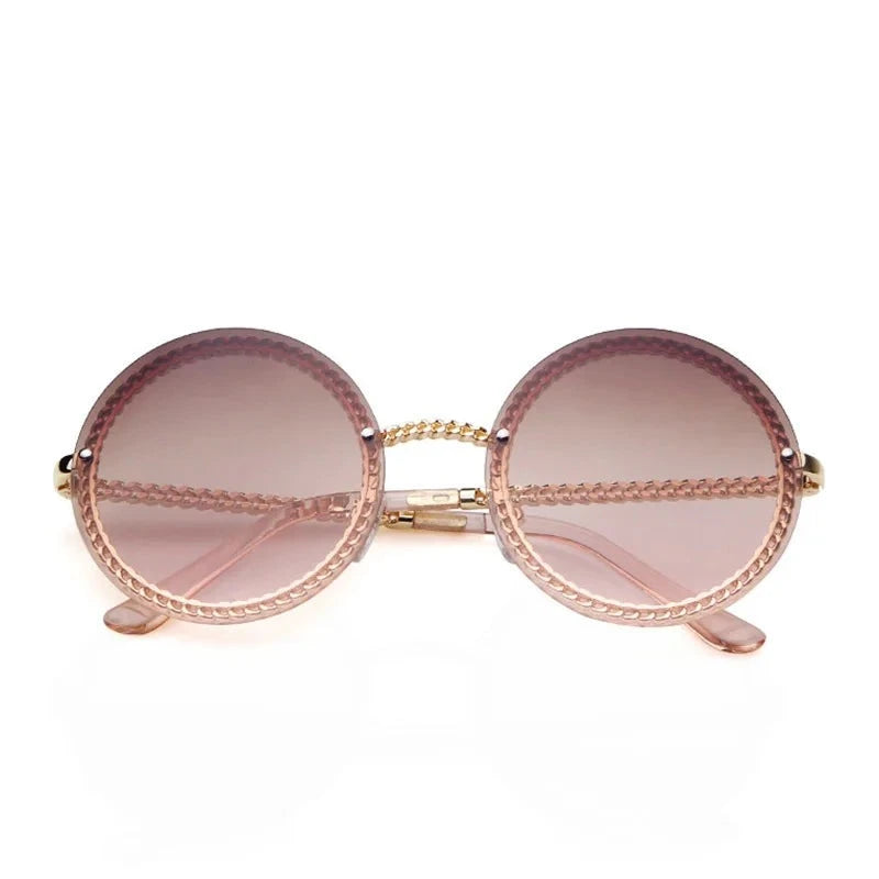 Women's Alloy Frame Resin Lens Round Shaped Trendy Sunglasses