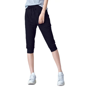 Women's Polyester Mid Waist Drawstring Closure Casual Pants