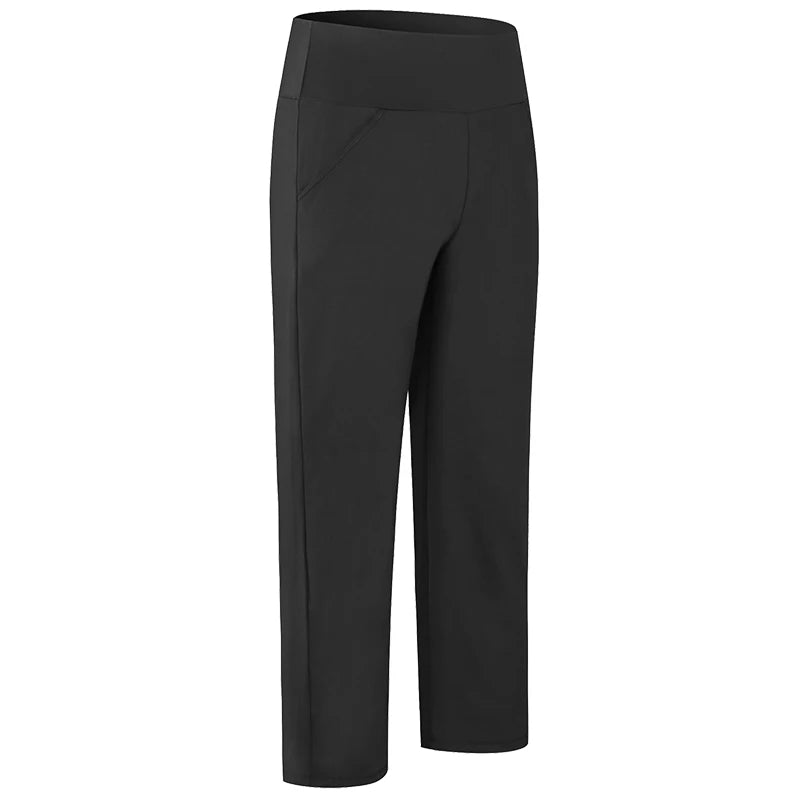 Women's Polyester High Elastic Waist Solid Yoga Workout Trousers