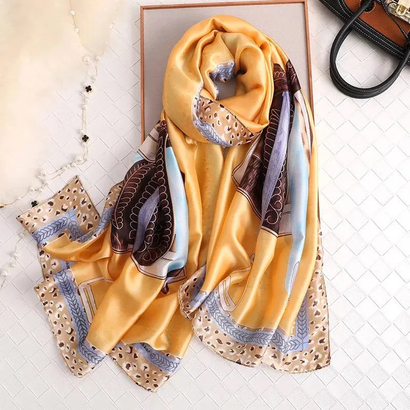 Women's Silk Neck Wrap Printed Pattern Trendy Beach Scarves