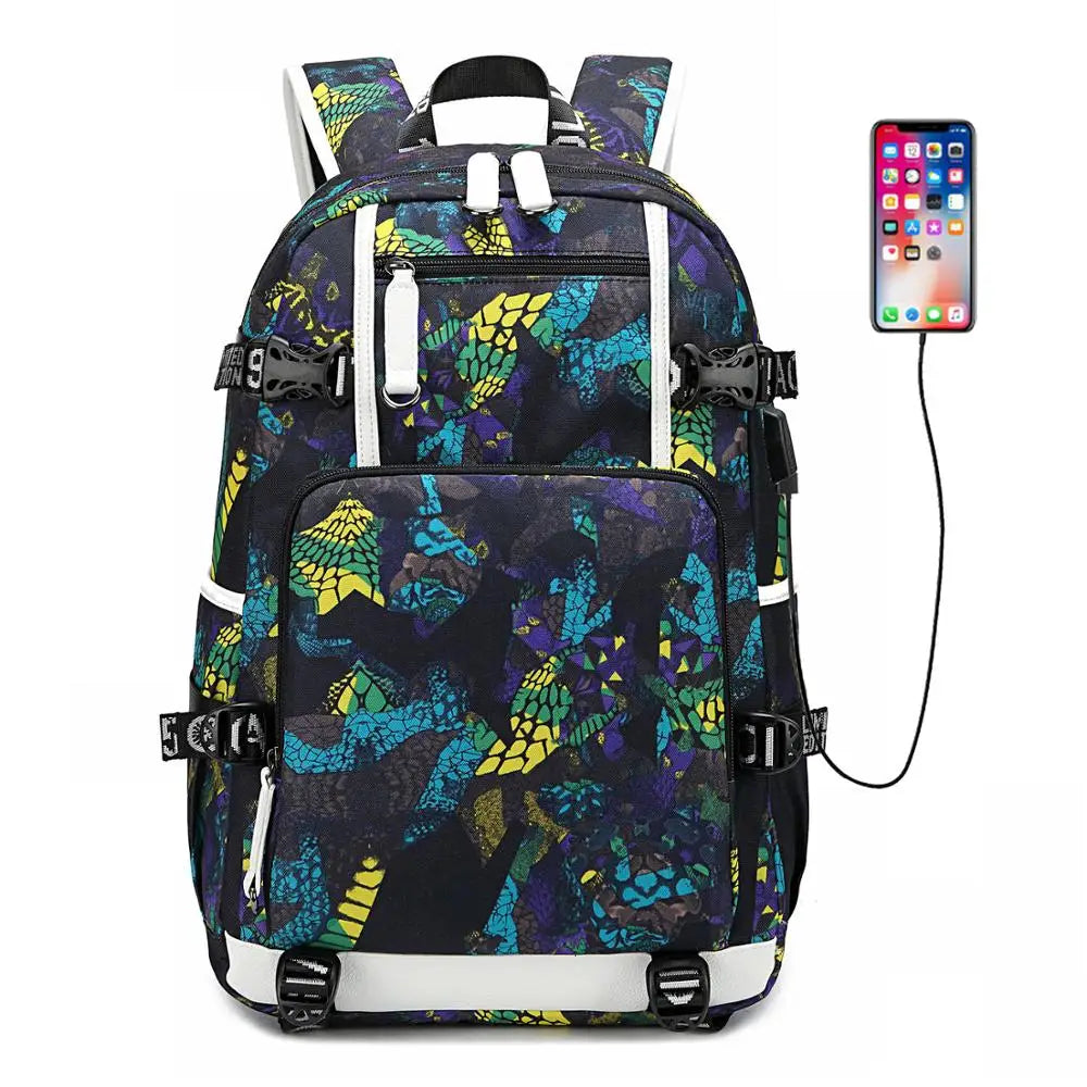 Kid's Girl Oxford Zipper Closure Printed Pattern School Backpack