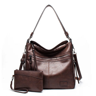 Women's PU Zipper Closure Solid Pattern Casual Shoulder Bag Set