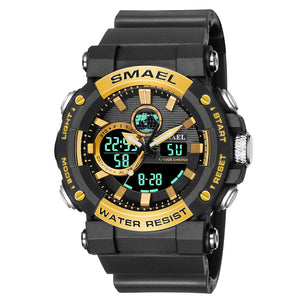 Men's Plastic Case Buckle Clasp Round Shape Digital Quartz Watch