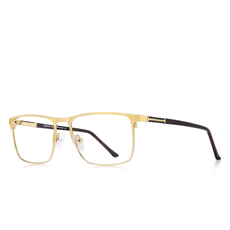 Men's Titanium Alloy Frame Full-Rim Square Shaped Trendy Glasses