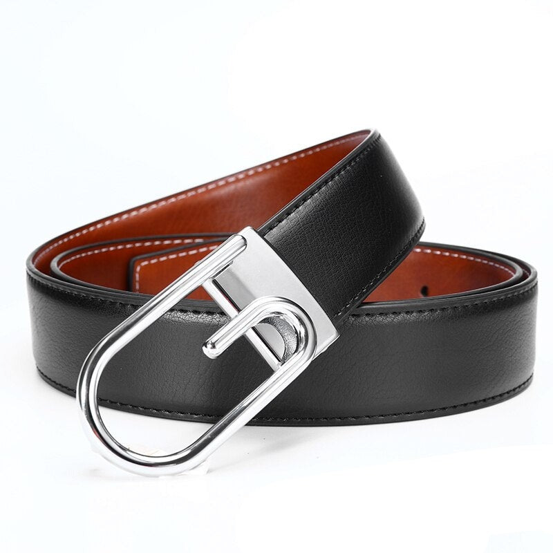 Men's Cowskin Buckle Closure Solid Pattern Formal Wear Belts