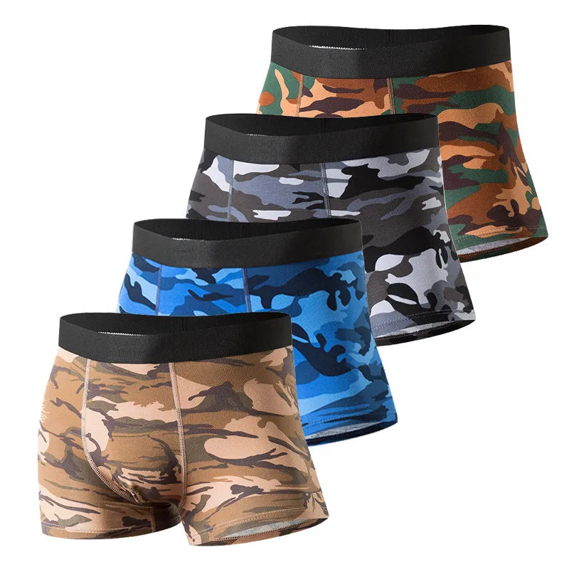 Men's 4 Pcs Cotton Camouflage Pattern Underwear Boxer Shorts