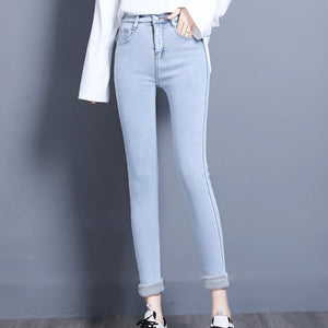 Women's Cotton High Elastic Waist Zipper Fly Closure Casual Pants