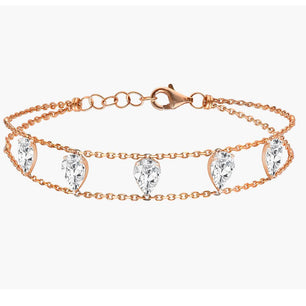 Women's Copper Cubic Zirconia Geometric Chain Link Bracelet