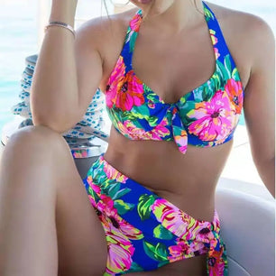 Women's Polyester Floral Pattern Swimwear Bathing Bikini Set