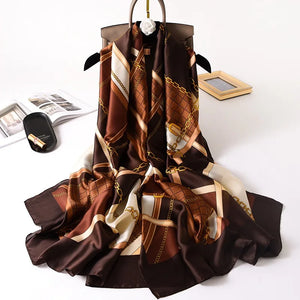 Women's Silk Neck Wrap Printed Pattern Trendy Beach Scarves