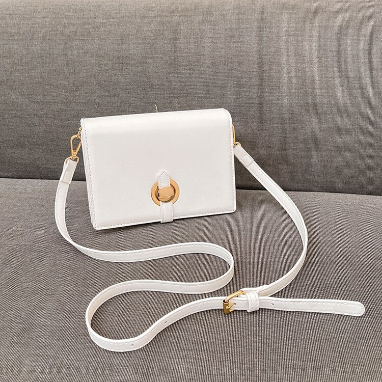 Women's PU Slot Pocket Cover Closure Solid Luxury Shoulder Bag