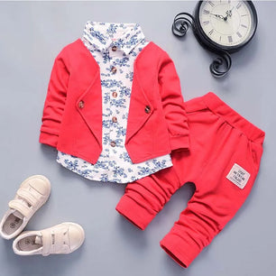 Kid's Cotton Turn-Down Collar Long Sleeve Printed Pattern Clothes