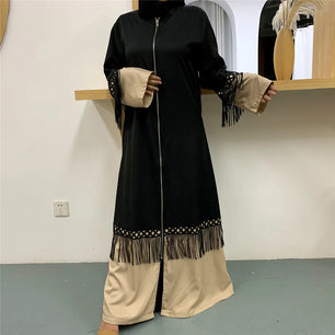 Women's Arabian Polyester Full Sleeve Patchwork Casual Abaya