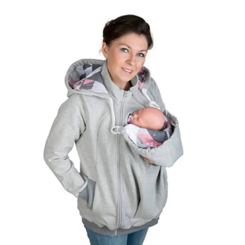 Women's Polyester Full Sleeves Solid Pattern Maternity Jacket