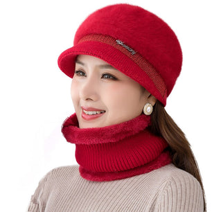 Women's Rabbit Fur Solid Pattern Casual Wear Winter Beanies Cap