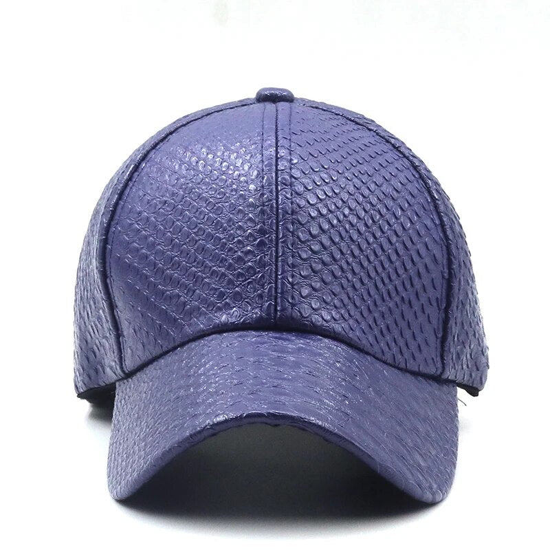 Men's Faux Leather Adjustable Strap Crocodile Skin Baseball Cap