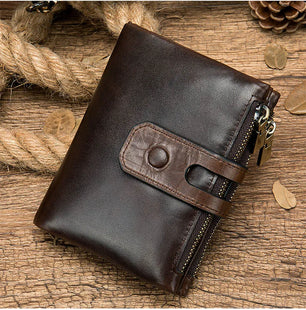 Women's Genuine Leather Zipper Hasp Closure Solid Pattern Wallets