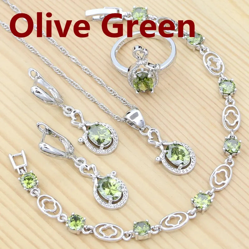 Women's 100% 925 Sterling Silver Zircon Geometric Jewelry Sets