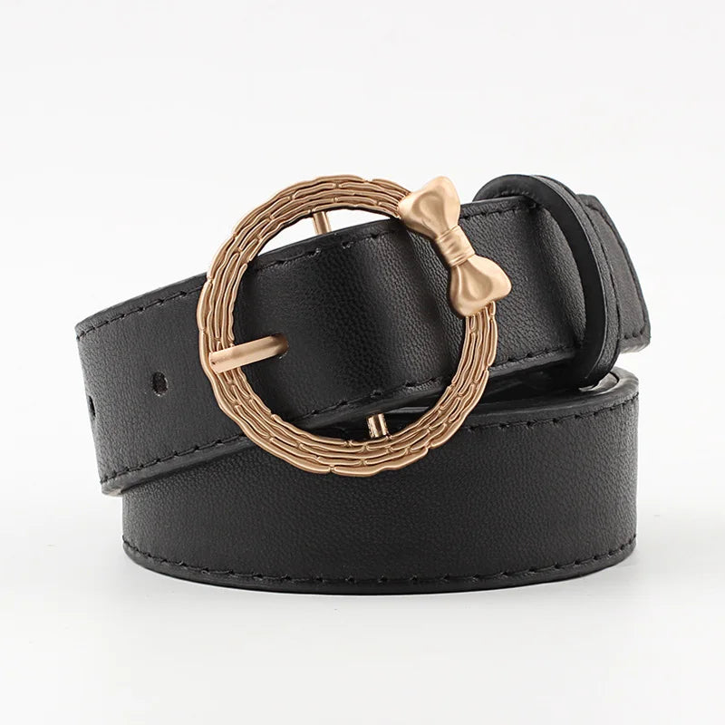 Women's PU Leather Adjustable Strap Pin Buckle Closure Belts