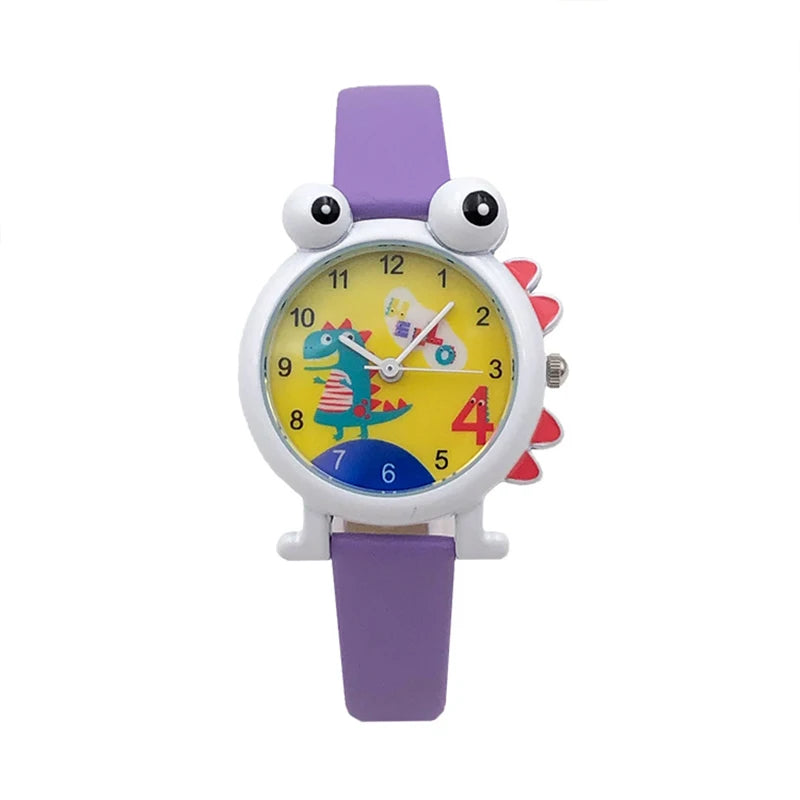 Kid's Allloy Frame Buckle Clasp Round Shaped Automatic Watch