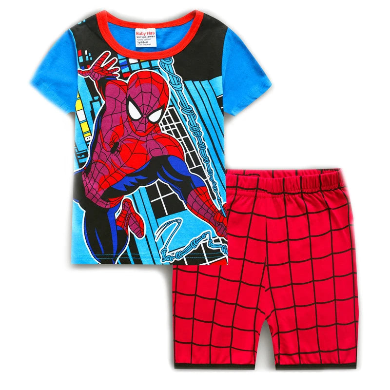 Kid's Boy Cotton O-Neck Short Sleeves Breathable Sleepwear Set