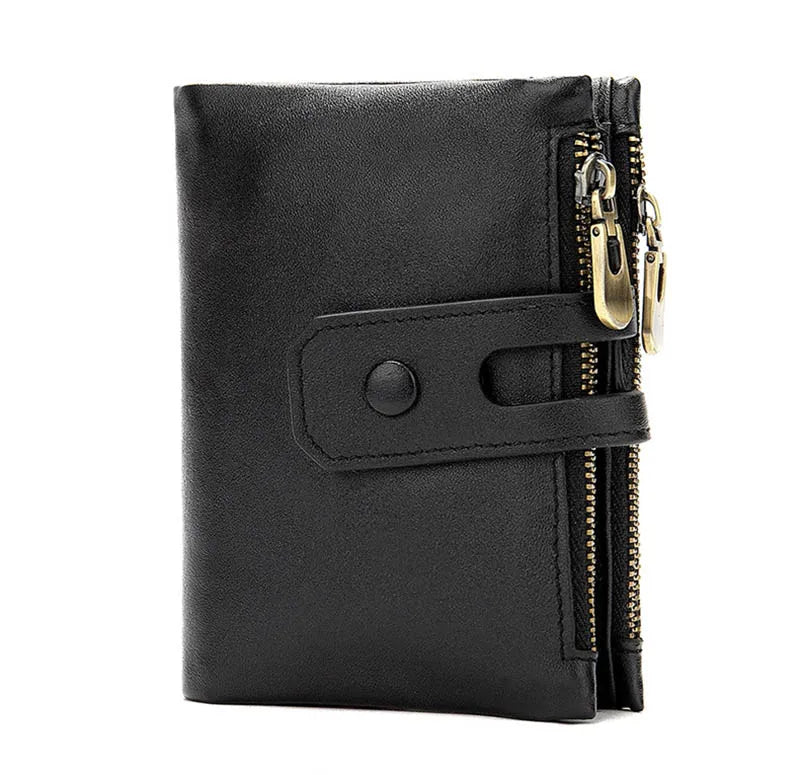 Women's Genuine Leather Zipper Hasp Closure Solid Pattern Wallets