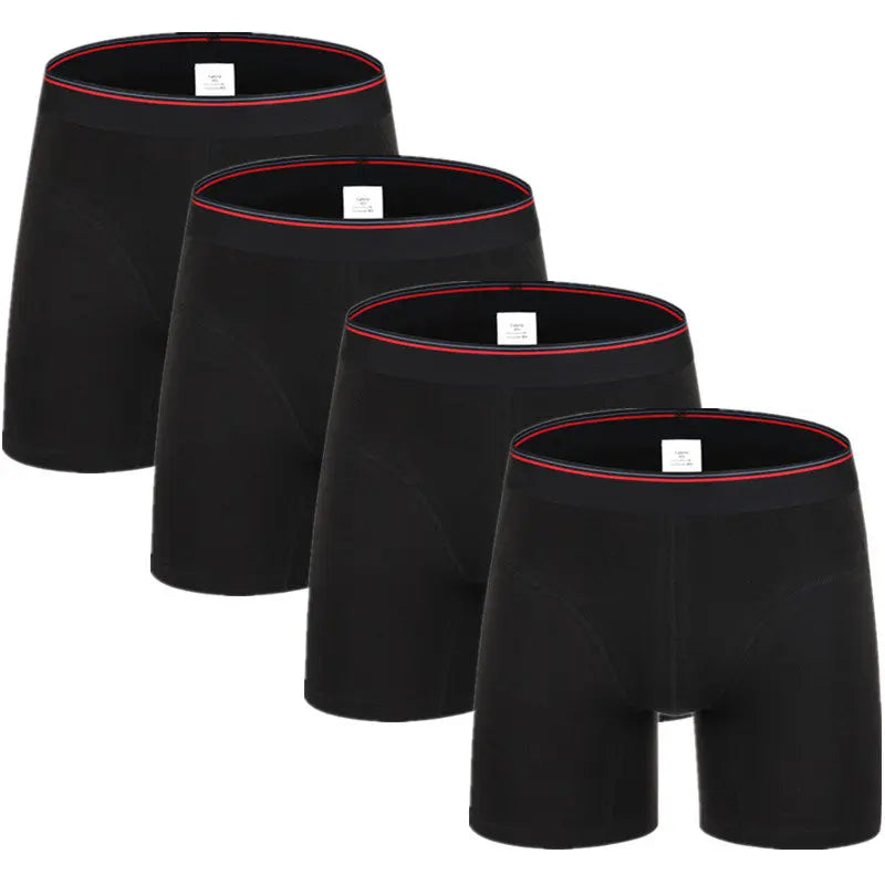 Men's 4 Pcs Cotton Breathable Solid Pattern Loose Boxer Shorts