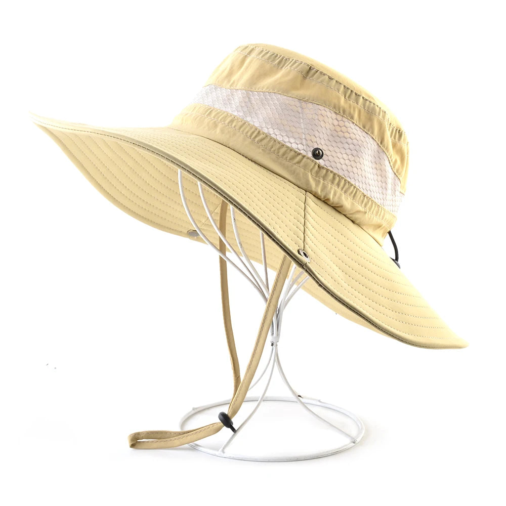 Men's Cotton Solid Pattern Breathable Anti-UV Brim Sun Hats