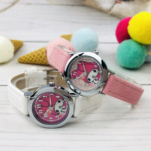 Kid's Alloy Case Round Shape Buckle Clasp Waterproof Quartz Watch