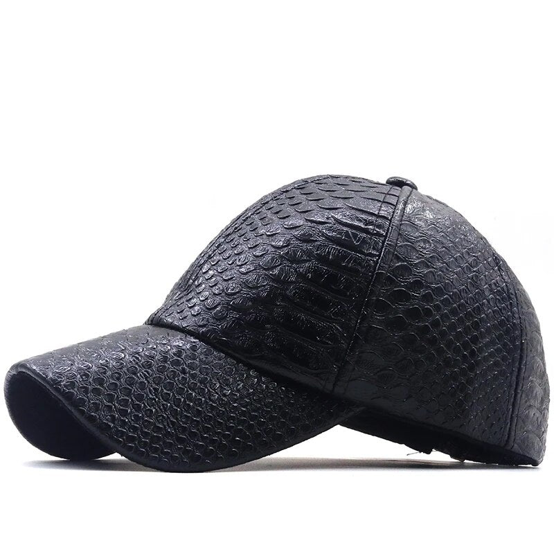 Men's Faux Leather Adjustable Strap Crocodile Skin Baseball Cap