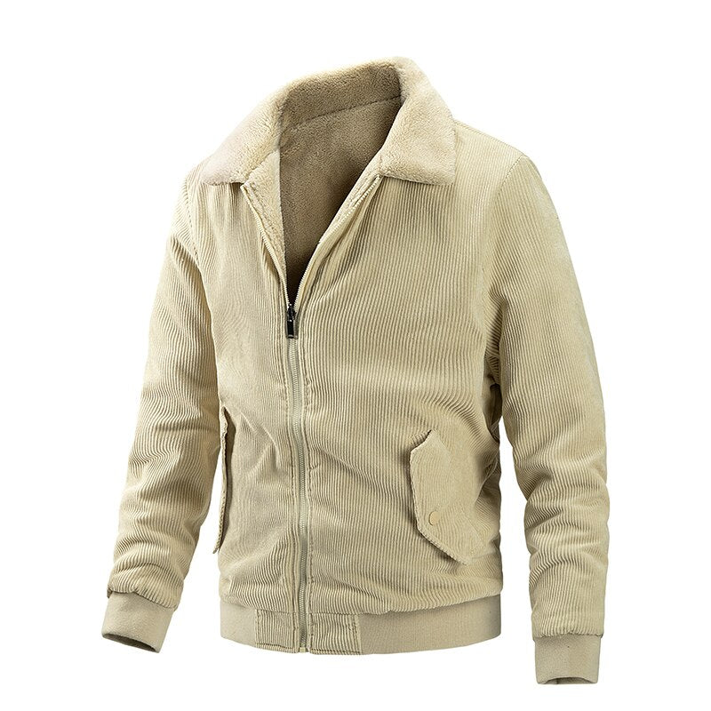 Men's Polyester Turn-Down Collar Long Sleeve Zipper Closure Jacket