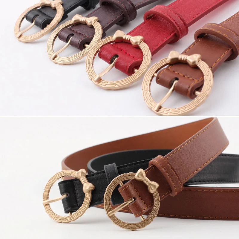 Women's PU Leather Adjustable Strap Pin Buckle Closure Belts