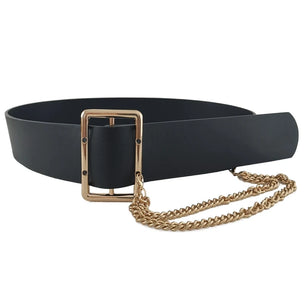 Women's PU Buckle Closure Solid Pattern Casual Wide Strap Belts