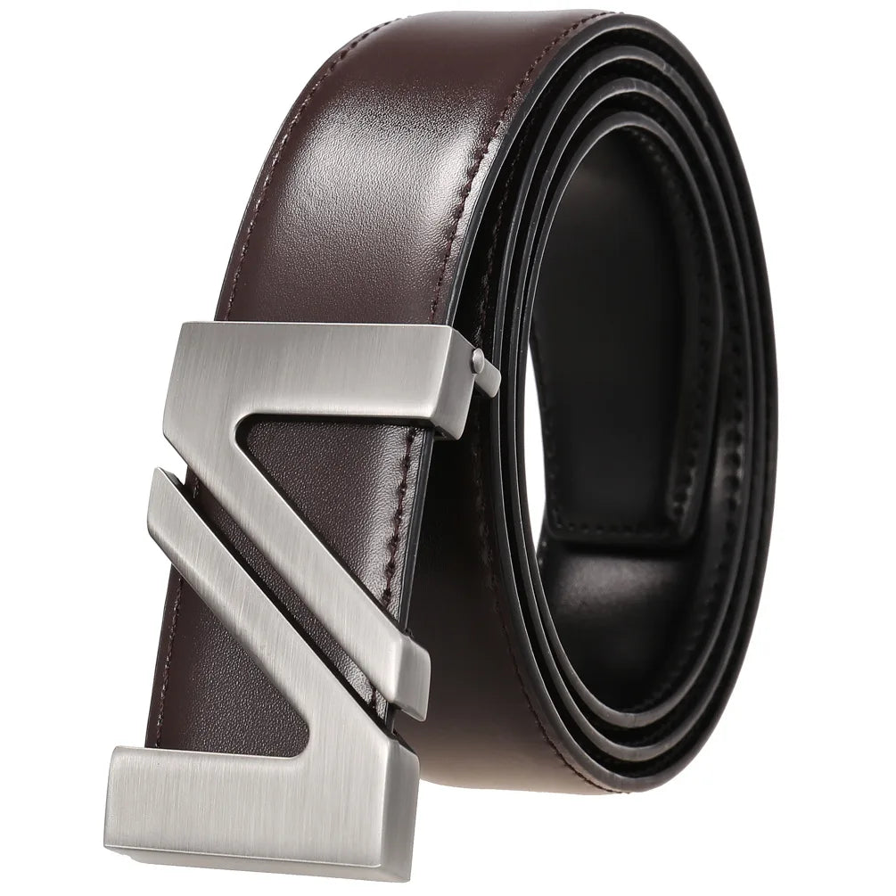 Men's Split Leather Buckle Closure Plain Pattern Trendy Belts