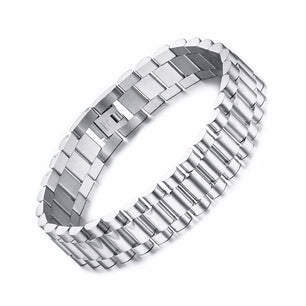 Men's Stainless Steel Round Pattern Trendy Watch Band Bracelet