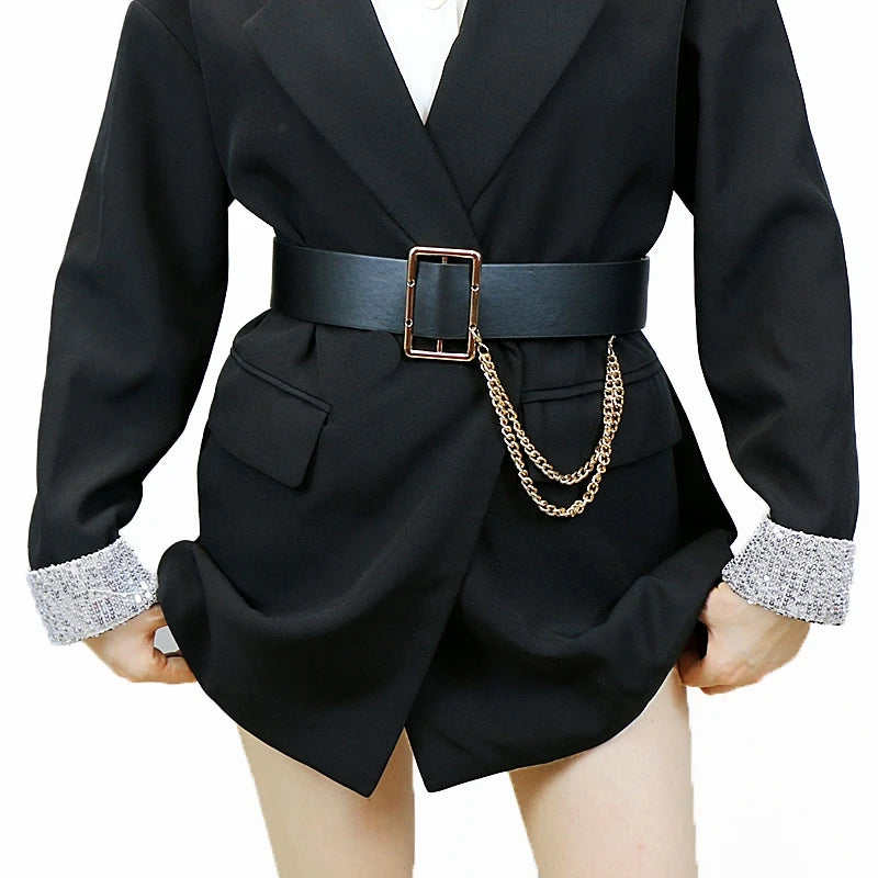 Women's PU Leather Chain Tassel Solid Pattern Casual Wear Belts