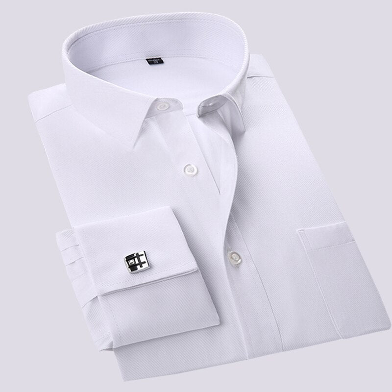 Men's Cotton Turn-Down Collar Single Breasted Formal Wear Shirt