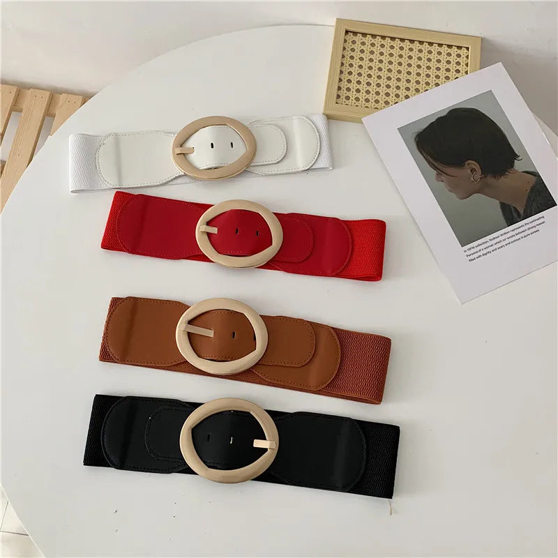 Women's PU Leather Adjustable Strap Pin Buckle Closure Belts