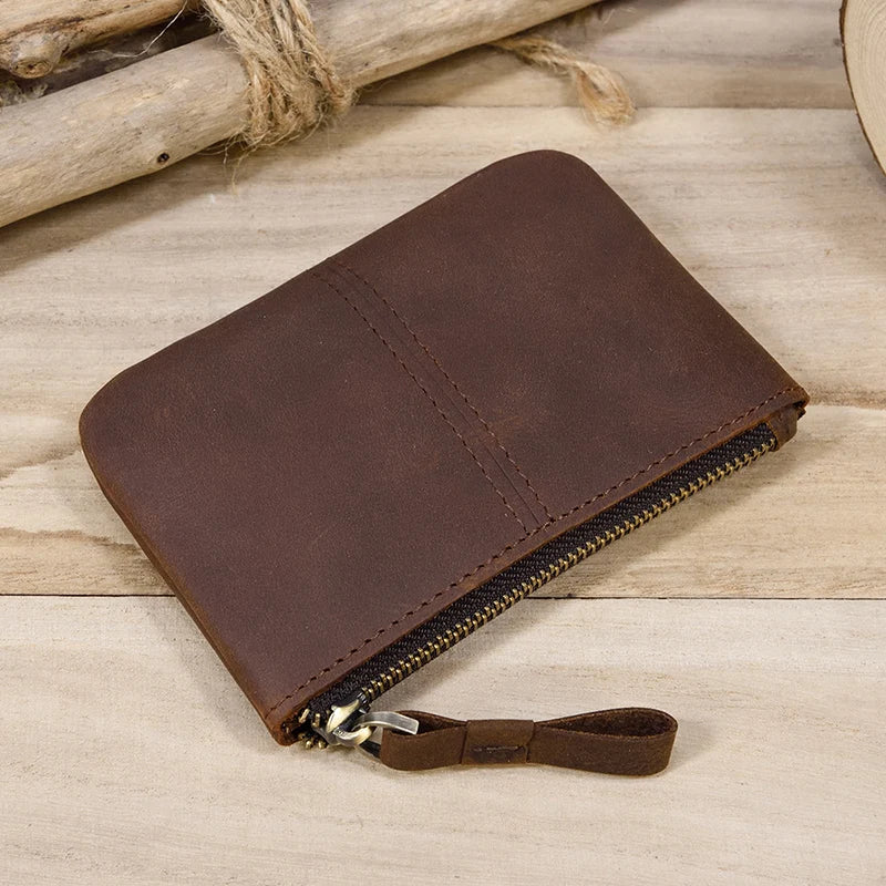 Men's Genuine Leather Solid Pattern Card Holder Casual Wallet