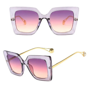 Women's Alloy Frame Polycarbonate Lens Square Shaped Sunglasses