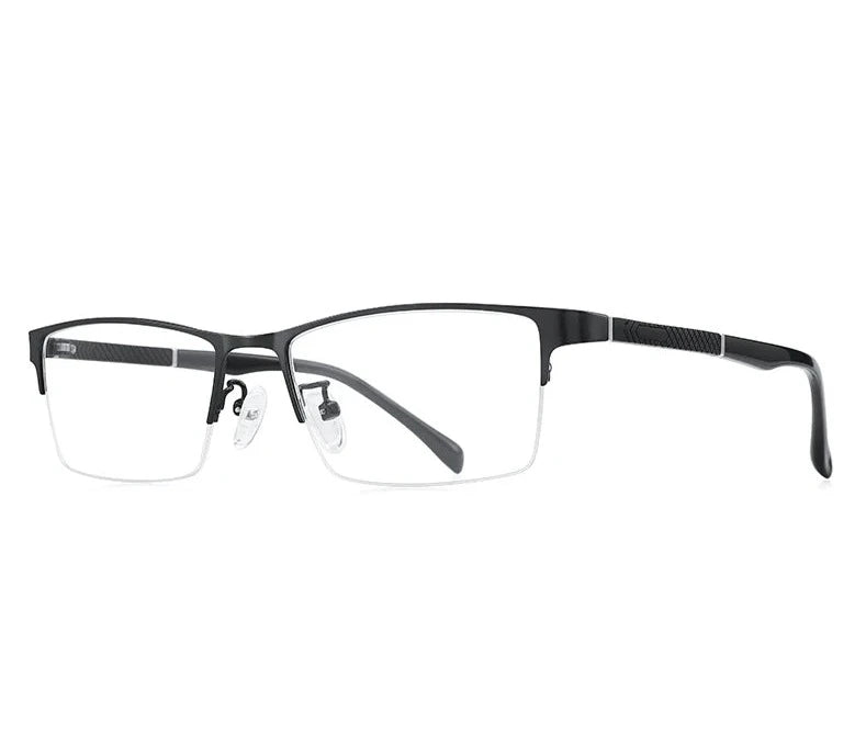 Men's Titanium Frame Half-Rim Rectangle Shaped Prescription Glasses